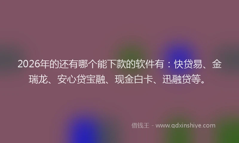 2026年的还有哪个能下款的软件有:快贷易、金瑞龙、安心贷宝融、现金白卡、迅融贷等。