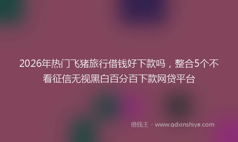2026年热门飞猪旅行借钱好下款吗，整合5个不看征信无视黑白百分百下款网贷平台