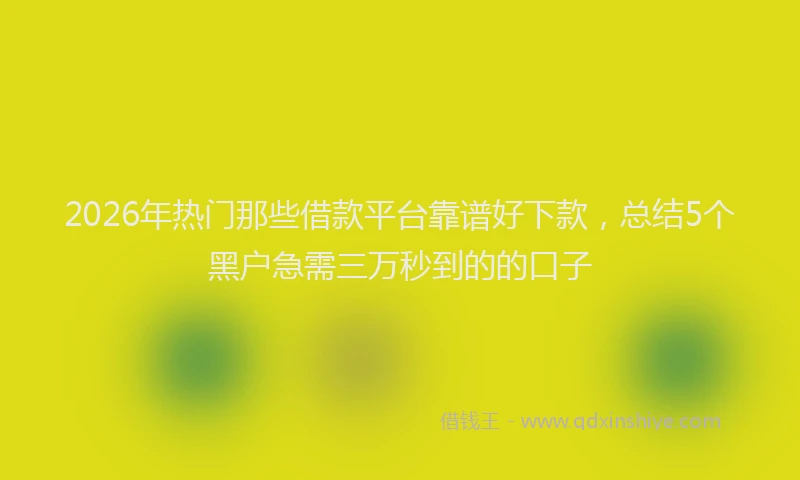 2026年热门那些借款平台靠谱好下款，总结5个黑户急需三万秒到的的口子