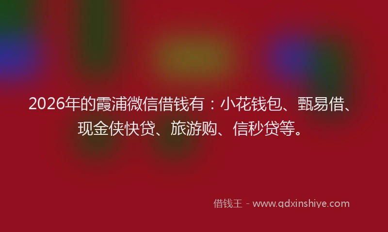 2026年的霞浦微信借钱有：小花钱包、甄易借、现金侠快贷、旅游购、信秒贷等。