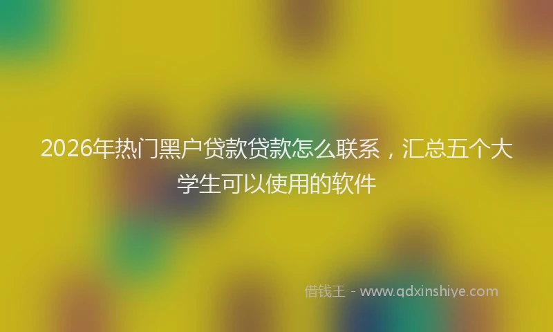 2026年热门黑户贷款贷款怎么联系，汇总五个大学生可以使用的软件