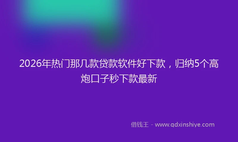 2026年热门那几款贷款软件好下款，归纳5个高炮口子秒下款最新