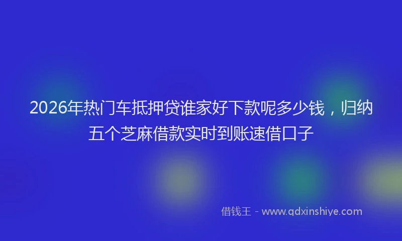 2026年热门车抵押贷谁家好下款呢多少钱，归纳五个芝麻借款实时到账速借口子