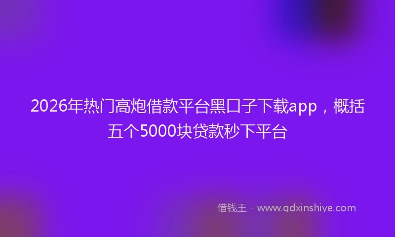 2026年热门高炮借款平台黑口子下载app，概括五个5000块贷款秒下平台