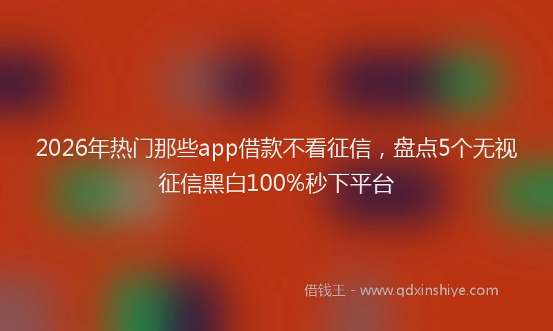 2026年热门那些app借款不看征信，盘点5个无视征信黑白100%秒下平台