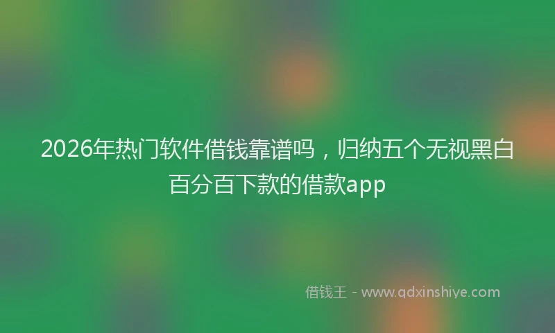 2026年热门软件借钱靠谱吗，归纳五个无视黑白百分百下款的借款app