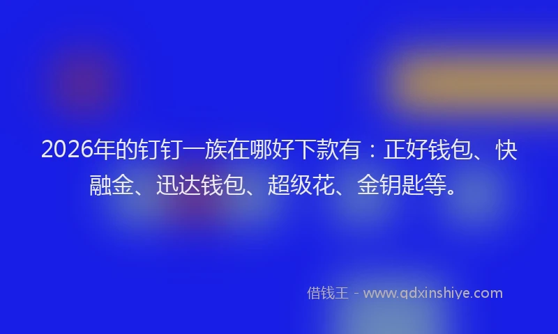 2026年的钉钉一族在哪好下款有：正好钱包、快融金、迅达钱包、超级花、金钥匙等。