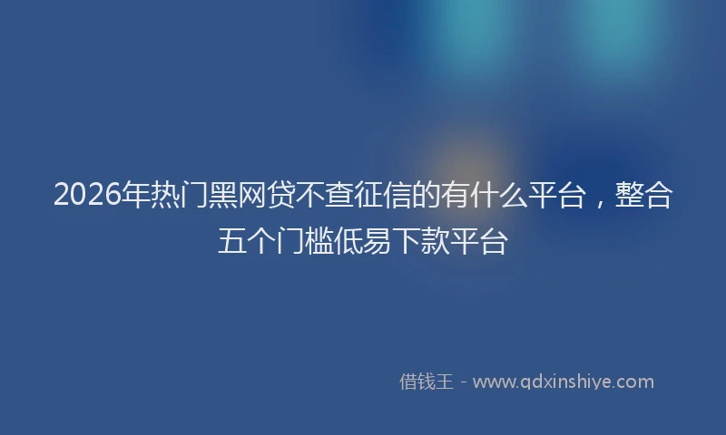 2026年热门黑网贷不查征信的有什么平台，整合五个门槛低易下款平台