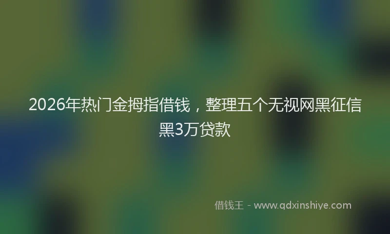 2026年热门金拇指借钱，整理五个无视网黑征信黑3万贷款
