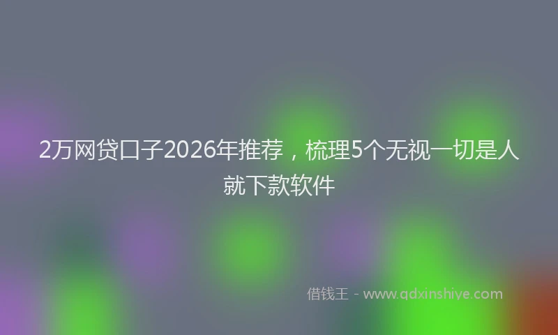 2万网贷口子2026年推荐，梳理5个无视一切是人就下款软件