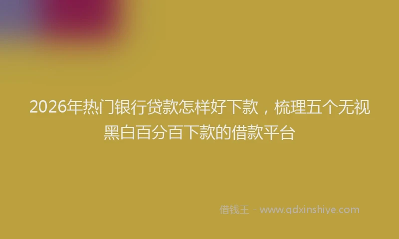 2026年热门银行贷款怎样好下款，梳理五个无视黑白百分百下款的借款平台