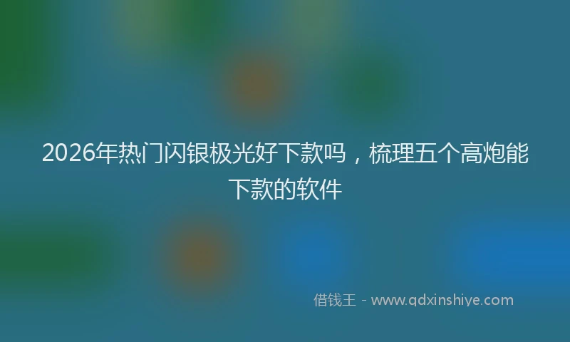 2026年热门闪银极光好下款吗，梳理五个高炮能下款的软件