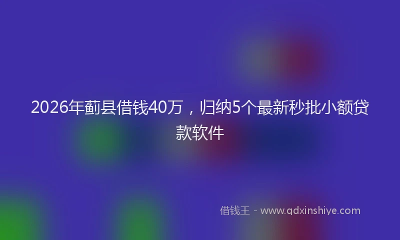 2026年蓟县借钱40万，归纳5个最新秒批小额贷款软件