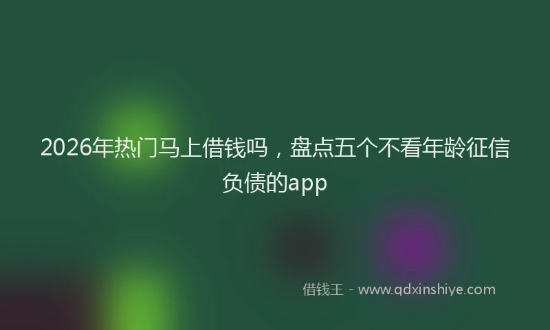 2026年热门马上借钱吗，盘点五个不看年龄征信负债的app