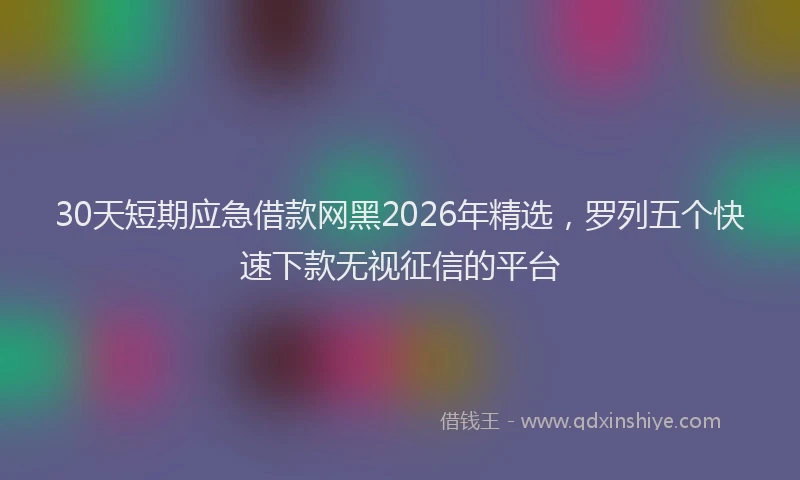 30天短期应急借款网黑2026年精选，罗列五个快速下款无视征信的平台