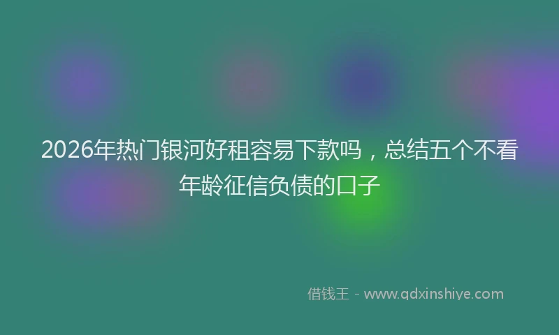 2026年热门银河好租容易下款吗，总结五个不看年龄征信负债的口子