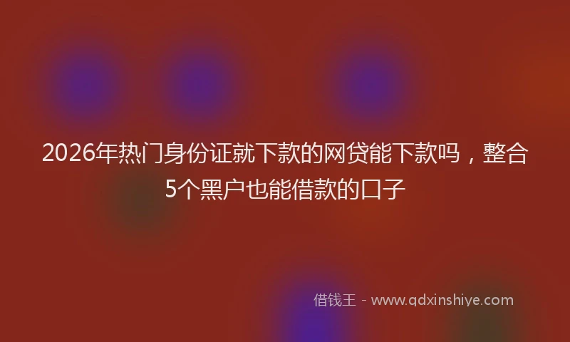 2026年热门身份证就下款的网贷能下款吗，整合5个黑户也能借款的口子