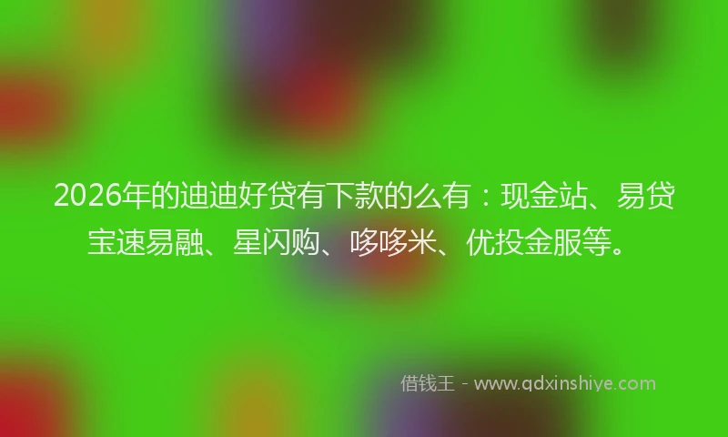 2026年的迪迪好贷有下款的么有：现金站、易贷宝速易融、星闪购、哆哆米、优投金服等。