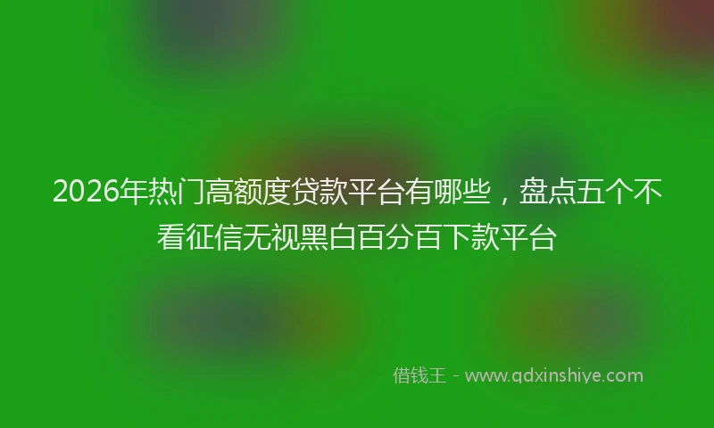 2026年热门高额度贷款平台有哪些，盘点五个不看征信无视黑白百分百下款平台