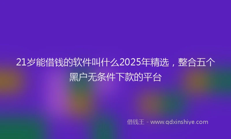 21岁能借钱的软件叫什么2025年精选,整合五个黑户无条件下款的平台