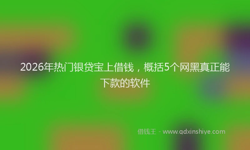 2026年热门银贷宝上借钱，概括5个网黑真正能下款的软件
