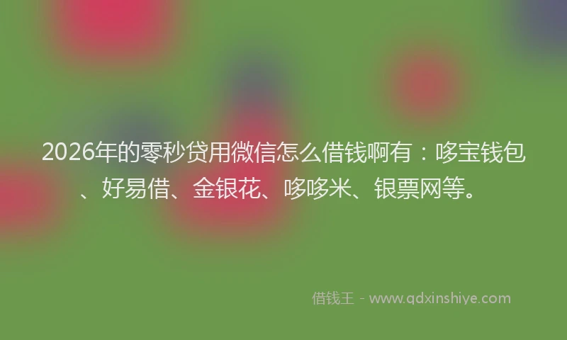 2026年的零秒贷用微信怎么借钱啊有：哆宝钱包、好易借、金银花、哆哆米、银票网等。