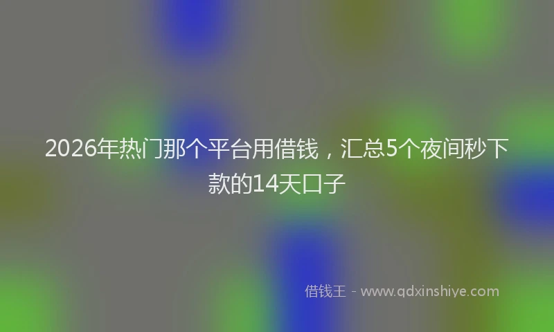 2026年热门那个平台用借钱，汇总5个夜间秒下款的14天口子
