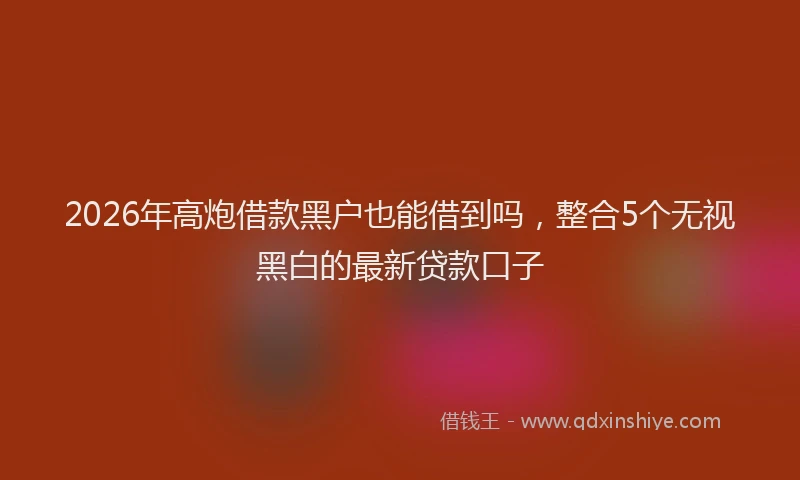 2026年高炮借款黑户也能借到吗，整合5个无视黑白的最新贷款口子