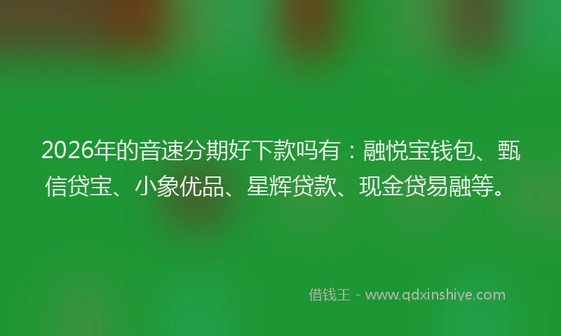 2026年的音速分期好下款吗有：融悦宝钱包、甄信贷宝、小象优品、星辉贷款、现金贷易融等。
