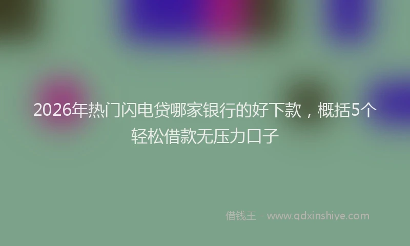 2026年热门闪电贷哪家银行的好下款,概括5个轻松借款无压力口子