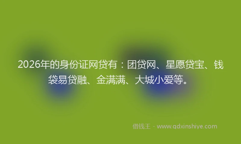 2026年的身份证网贷有：团贷网、星愿贷宝、钱袋易贷融、金满满、大城小爱等。
