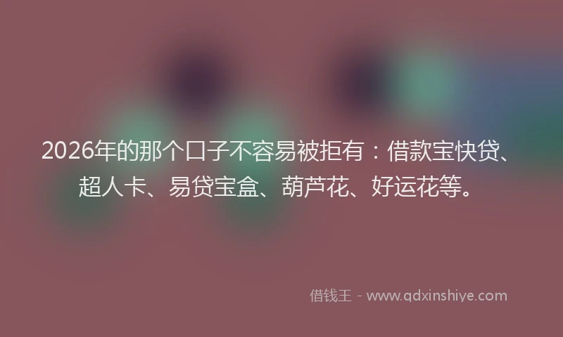 2026年的那个口子不容易被拒有：借款宝快贷、超人卡、易贷宝盒、葫芦花、好运花等。