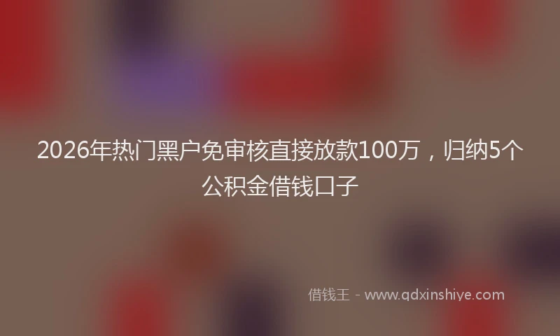 2026年热门黑户免审核直接放款100万，归纳5个公积金借钱口子