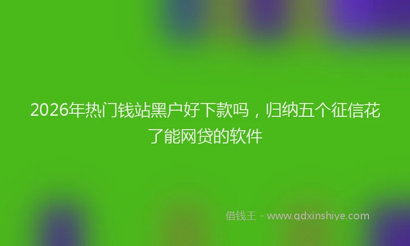 2026年热门钱站黑户好下款吗,归纳五个征信花了能网贷的软件