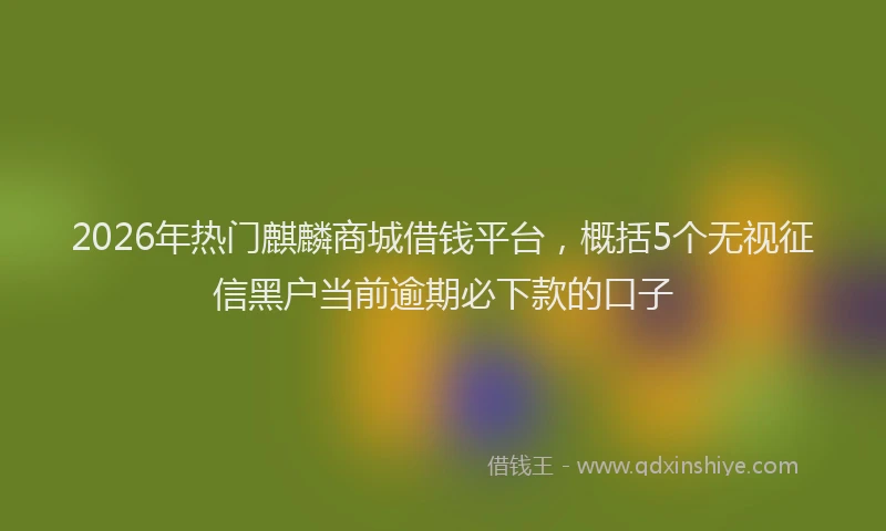 2026年热门麒麟商城借钱平台，概括5个无视征信黑户当前逾期必下款的口子