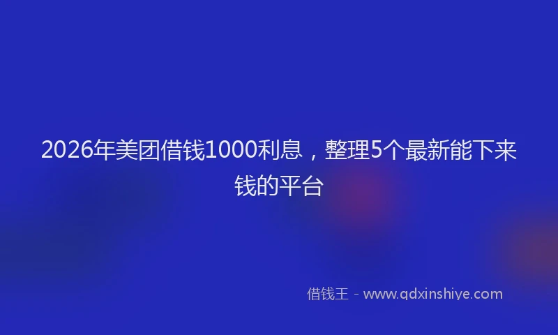 2026年美团借钱1000利息，整理5个最新能下来钱的平台