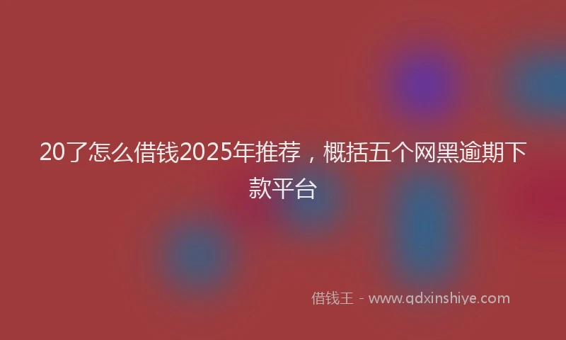 20了怎么借钱2025年推荐，概括五个网黑逾期下款平台