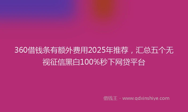 360借钱条有额外费用2025年推荐，汇总五个无视征信黑白100%秒下网贷平台