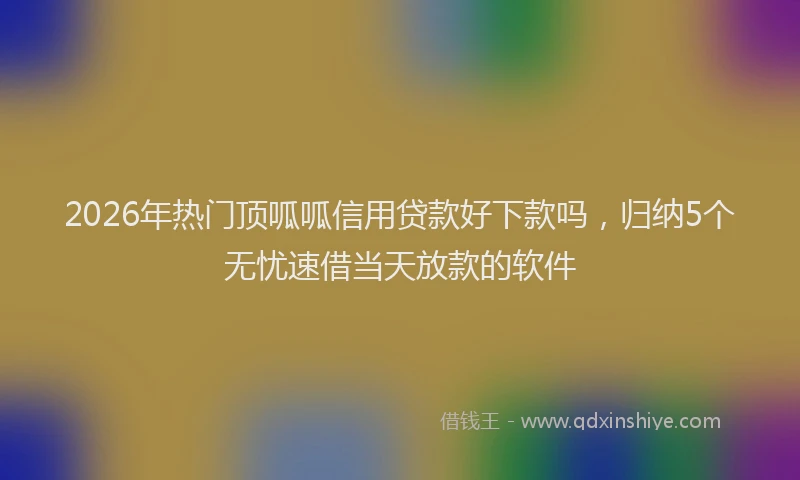 2026年热门顶呱呱信用贷款好下款吗，归纳5个无忧速借当天放款的软件