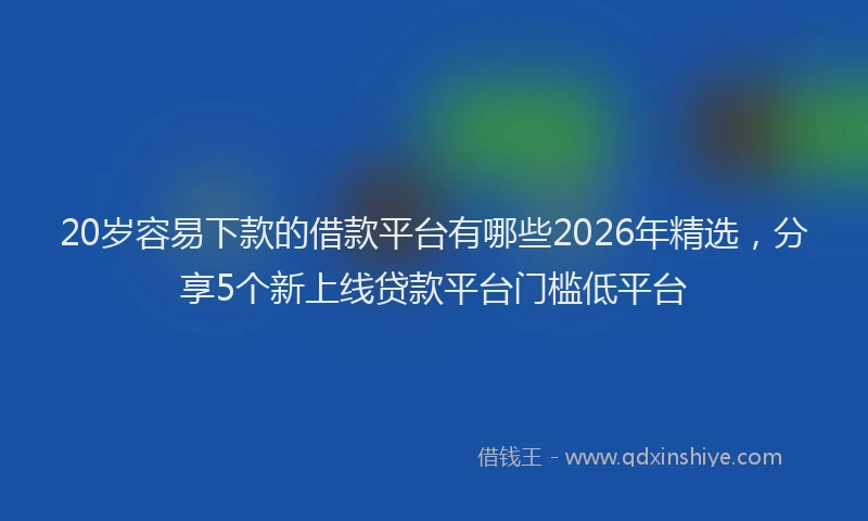 20岁容易下款的借款平台有哪些2026年精选，分享5个新上线贷款平台门槛低平台
