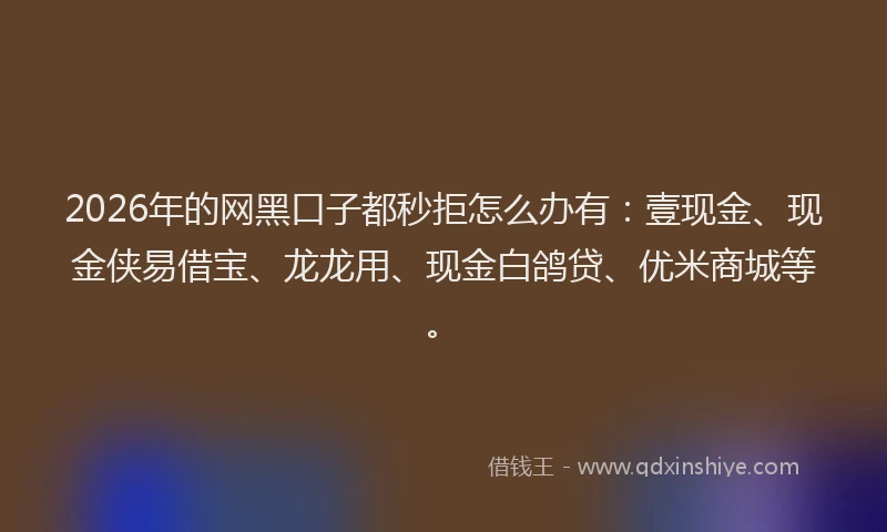 2026年的网黑口子都秒拒怎么办有：壹现金、现金侠易借宝、龙龙用、现金白鸽贷、优米商城等。