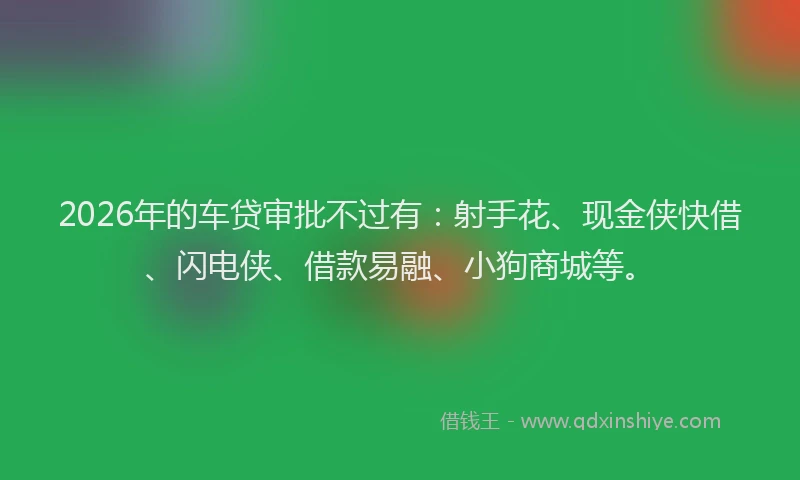 2026年的车贷审批不过有：射手花、现金侠快借、闪电侠、借款易融、小狗商城等。