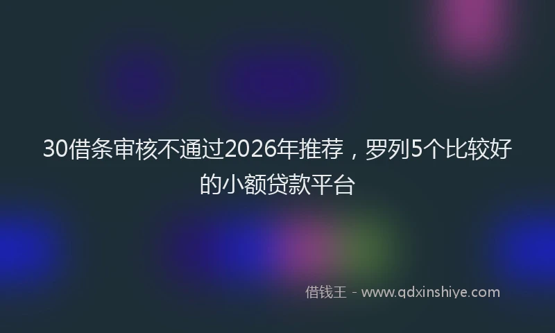 30借条审核不通过2026年推荐，罗列5个比较好的小额贷款平台