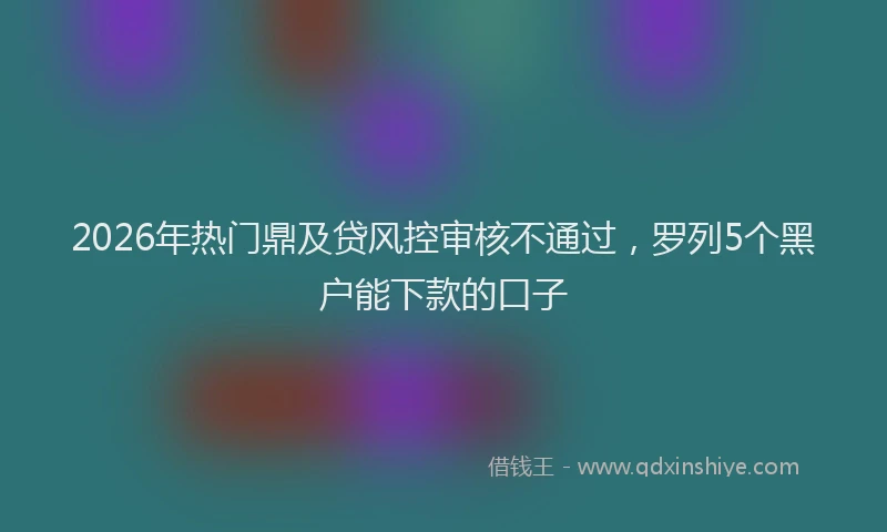 2026年热门鼎及贷风控审核不通过，罗列5个黑户能下款的口子