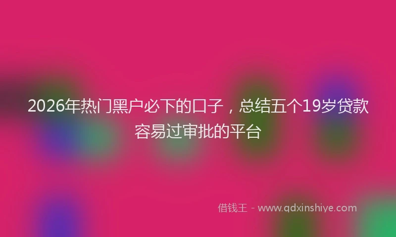 2026年热门黑户必下的口子，总结五个19岁贷款容易过审批的平台
