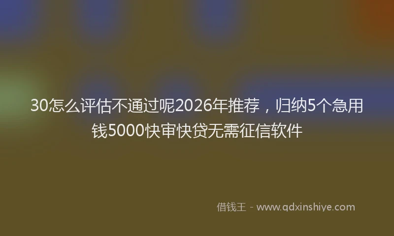 30怎么评估不通过呢2026年推荐，归纳5个急用钱5000快审快贷无需征信软件