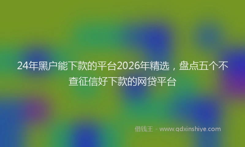 24年黑户能下款的平台2026年精选，盘点五个不查征信好下款的网贷平台