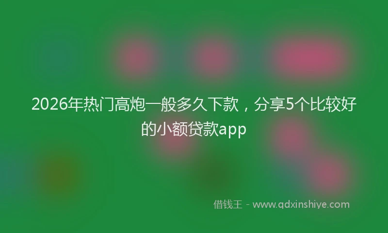 2026年热门高炮一般多久下款，分享5个比较好的小额贷款app