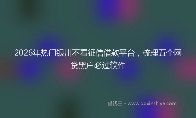 2026年热门银川不看征信借款平台，梳理五个网贷黑户必过软件