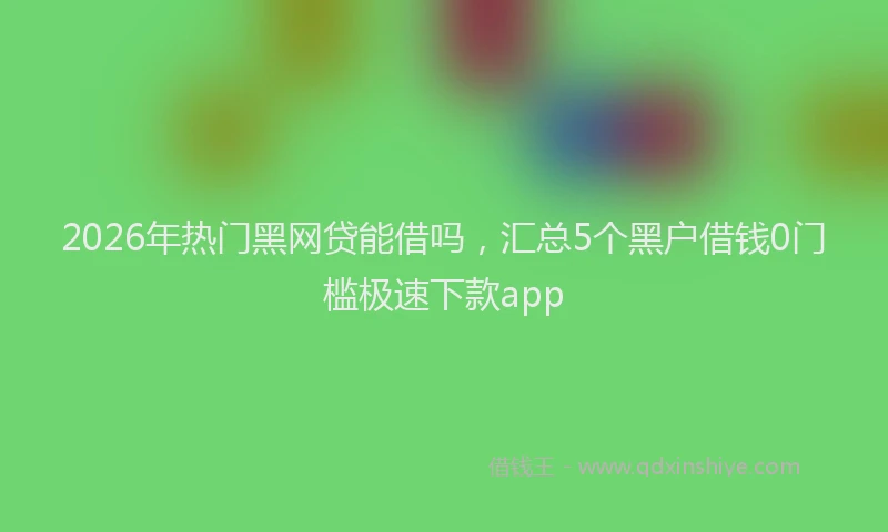 2026年热门黑网贷能借吗，汇总5个黑户借钱0门槛极速下款app